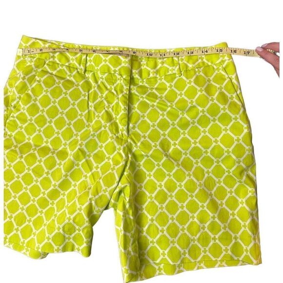 Michael Kors Womens Summer Shorts Geometric Hook Closure Yellow Green Size 8 - Picture 7 of 10